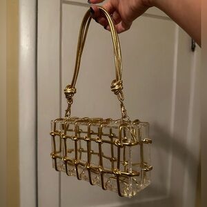 Billini Gold and Clear Plastic Clutch